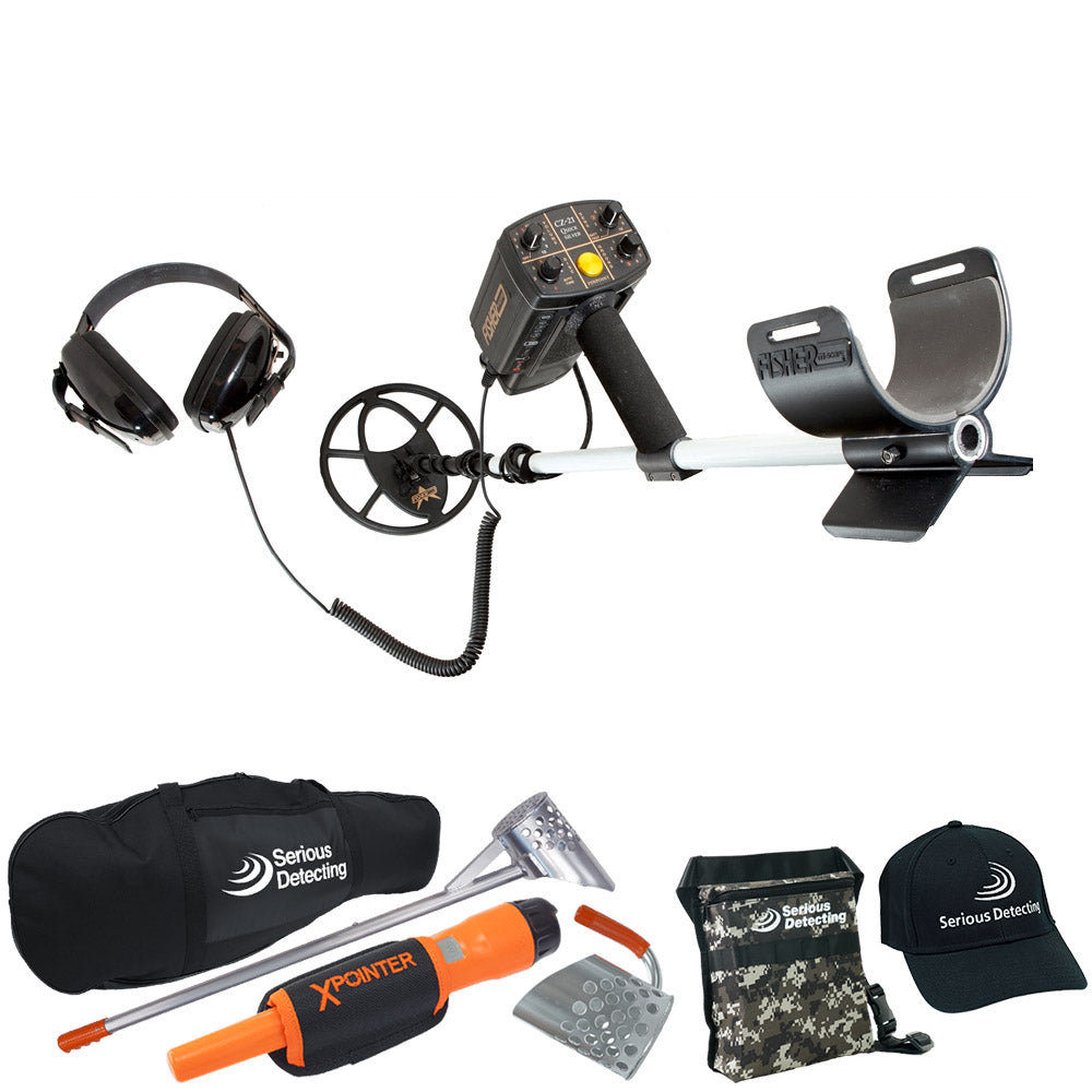 Fisher CZ-21 Metal Detector with 10.5" Concentric Waterproof Search Coil Pro Package