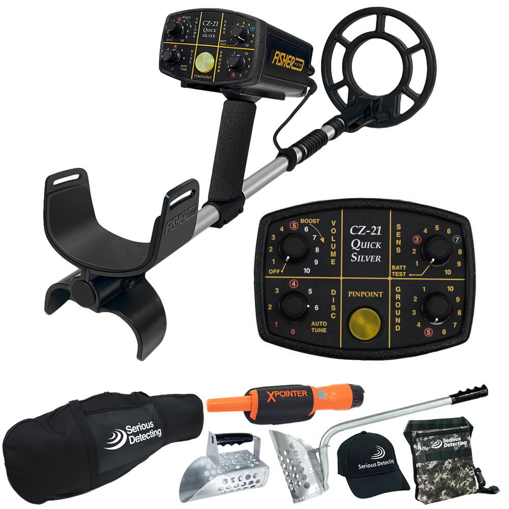 Fisher CZ-21 Metal Detector with 8" Concentric Waterproof Search Coil Starter Package