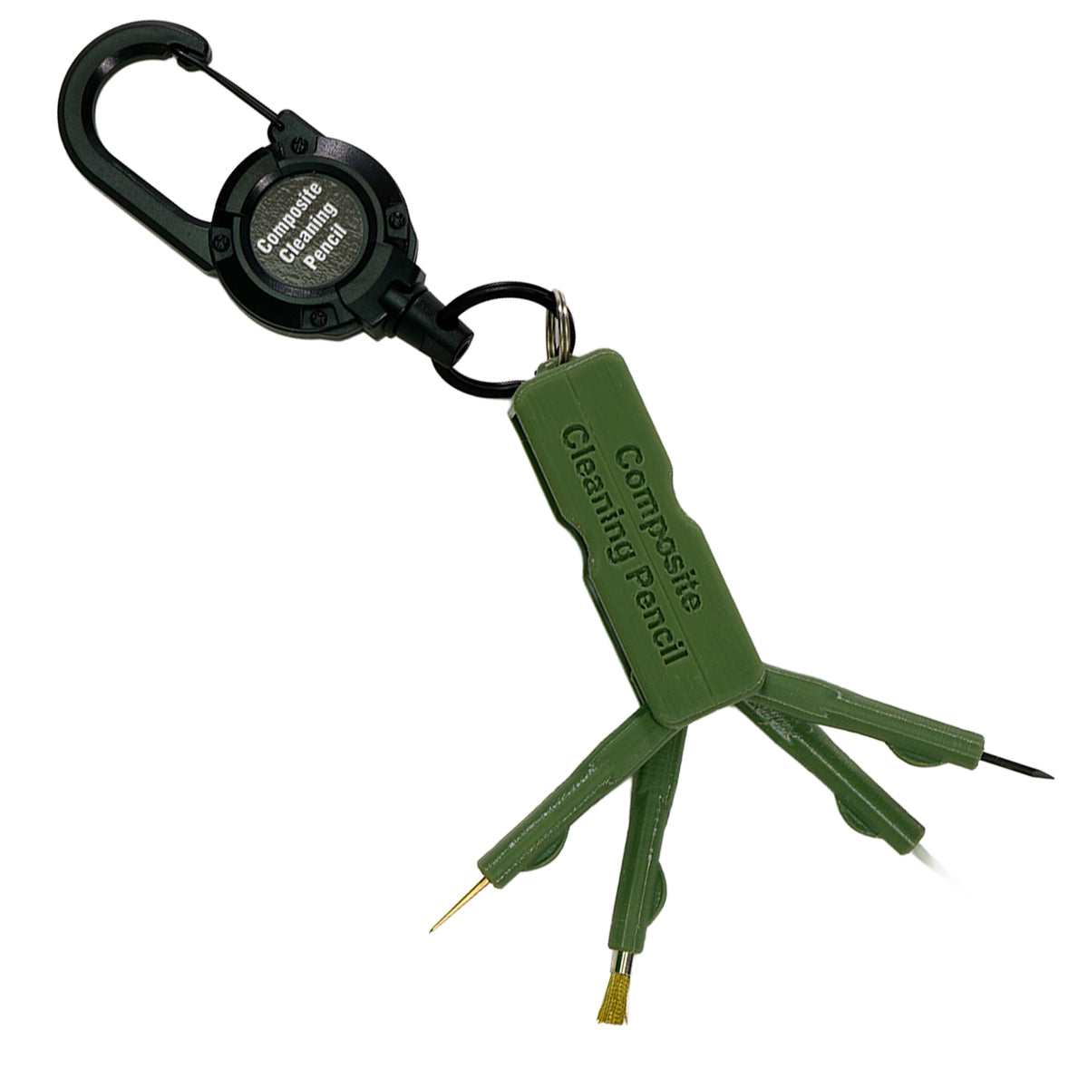 Hunter green Digger's Den cleaning pencil showing different color option