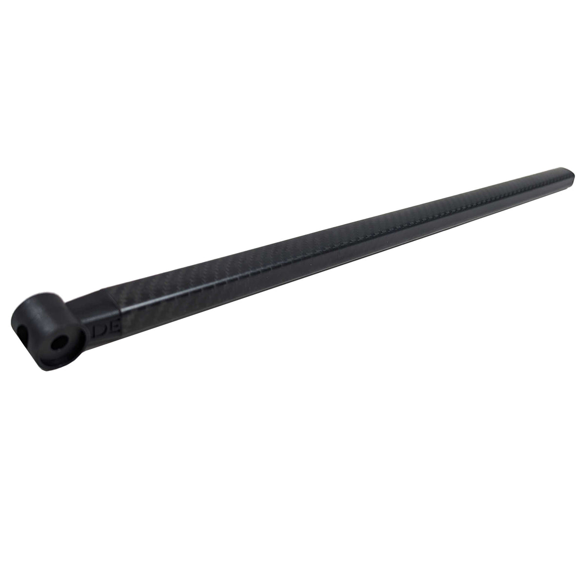 Alternate side view of the Detect-Ed carbon fiber lower shaft for XP Deus and Deus II shown against a white background.