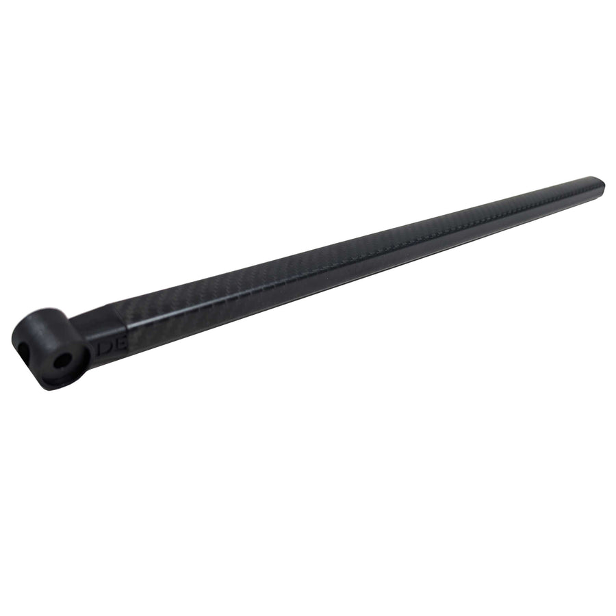 Alternate side view of the Detect-Ed carbon fiber lower shaft for XP Deus and Deus II shown against a white background.