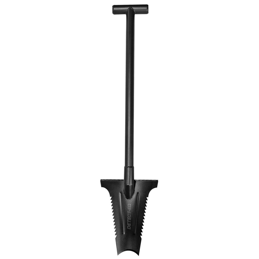 The one-piece version of the Detect-Ed Stealth Shovel with a T handle and dual  serrated edges.