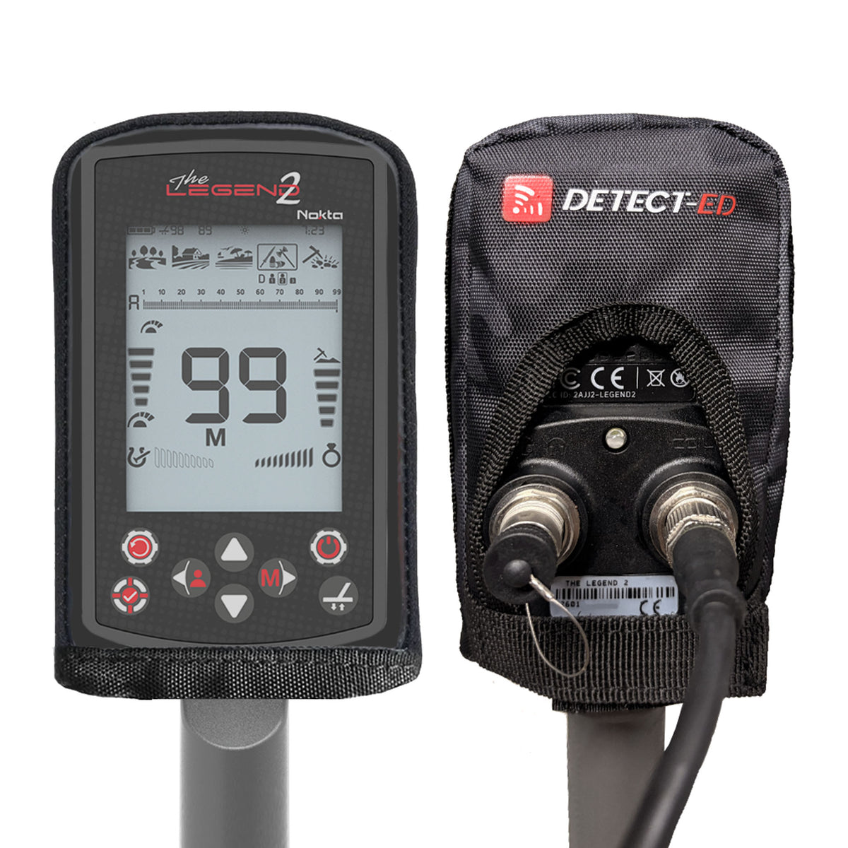 Detect-Ed cover on a Nokta Legend 2 control box, front and back views
