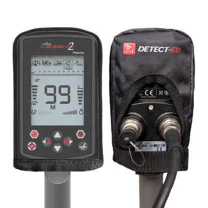 Detect-Ed cover on a Nokta Legend 2 control box, front and back views