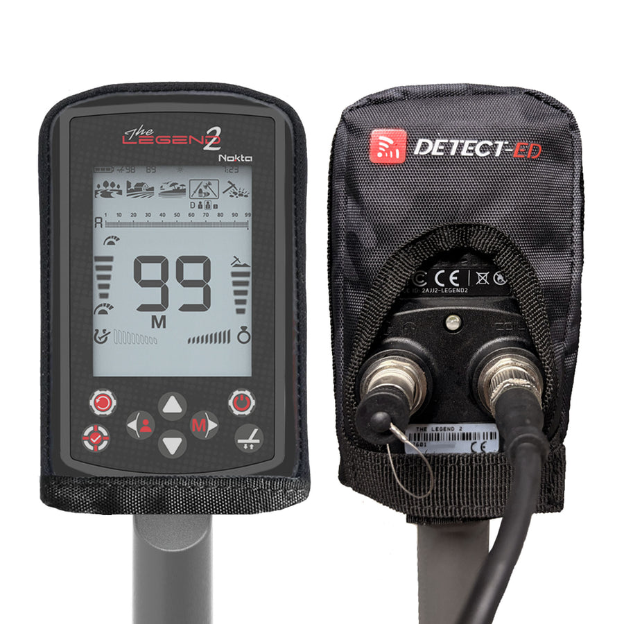 Detect-Ed cover on a Nokta Legend 2 control box, front and back views
