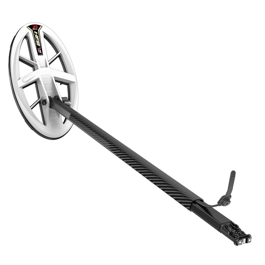 XP HF2 elliptical coil underside showing open-frame Double-D design and coil cover