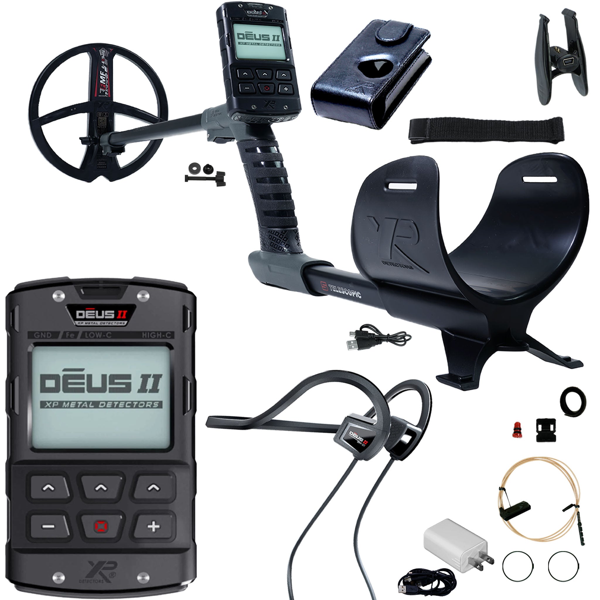 XP DEUS II Fast Multi Frequency RC Metal Detector with 9" FMF Search Coil Dive Package