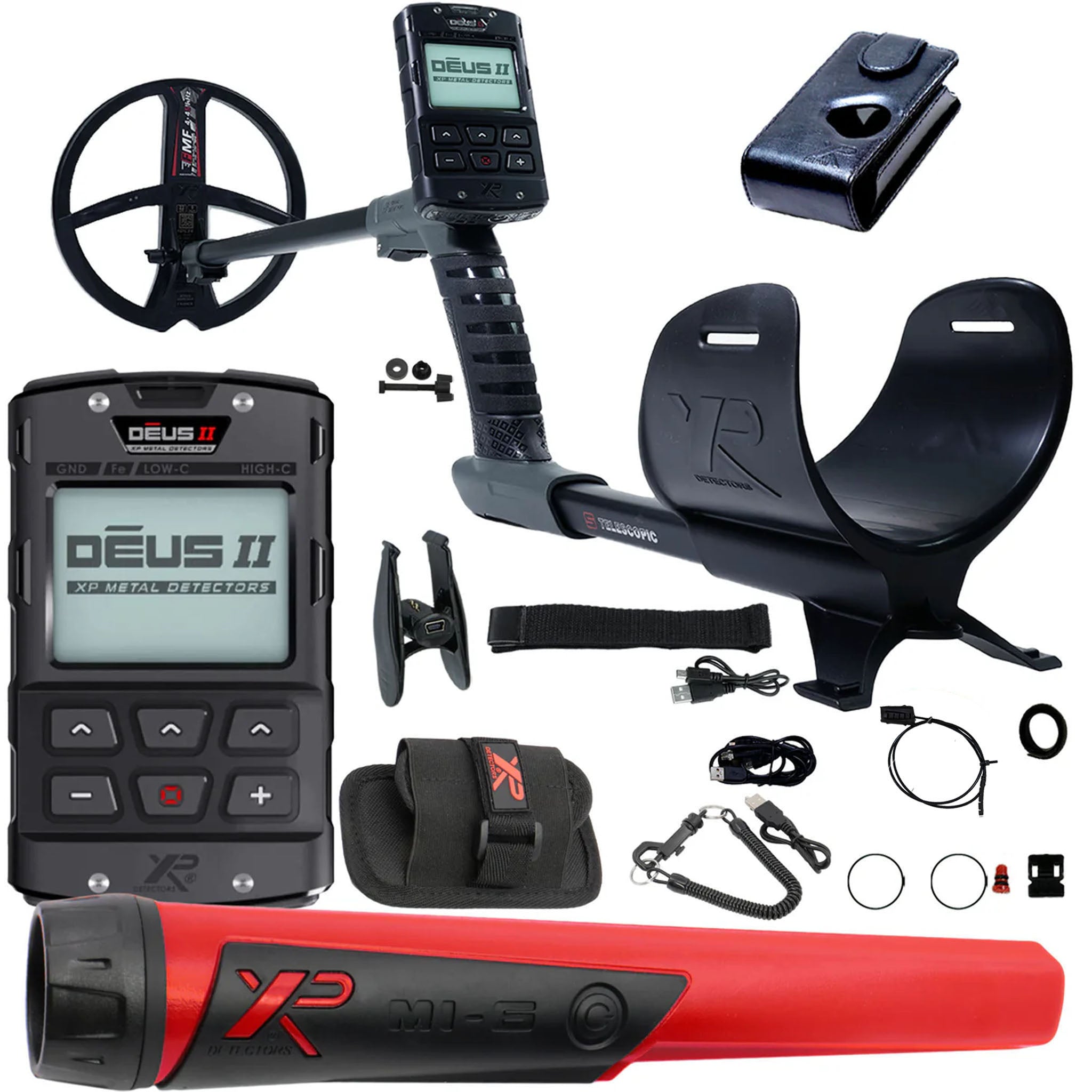 XP DEUS II Fast Multi Frequency RC Metal Detector with 9" FMF Search Coil Pro Package