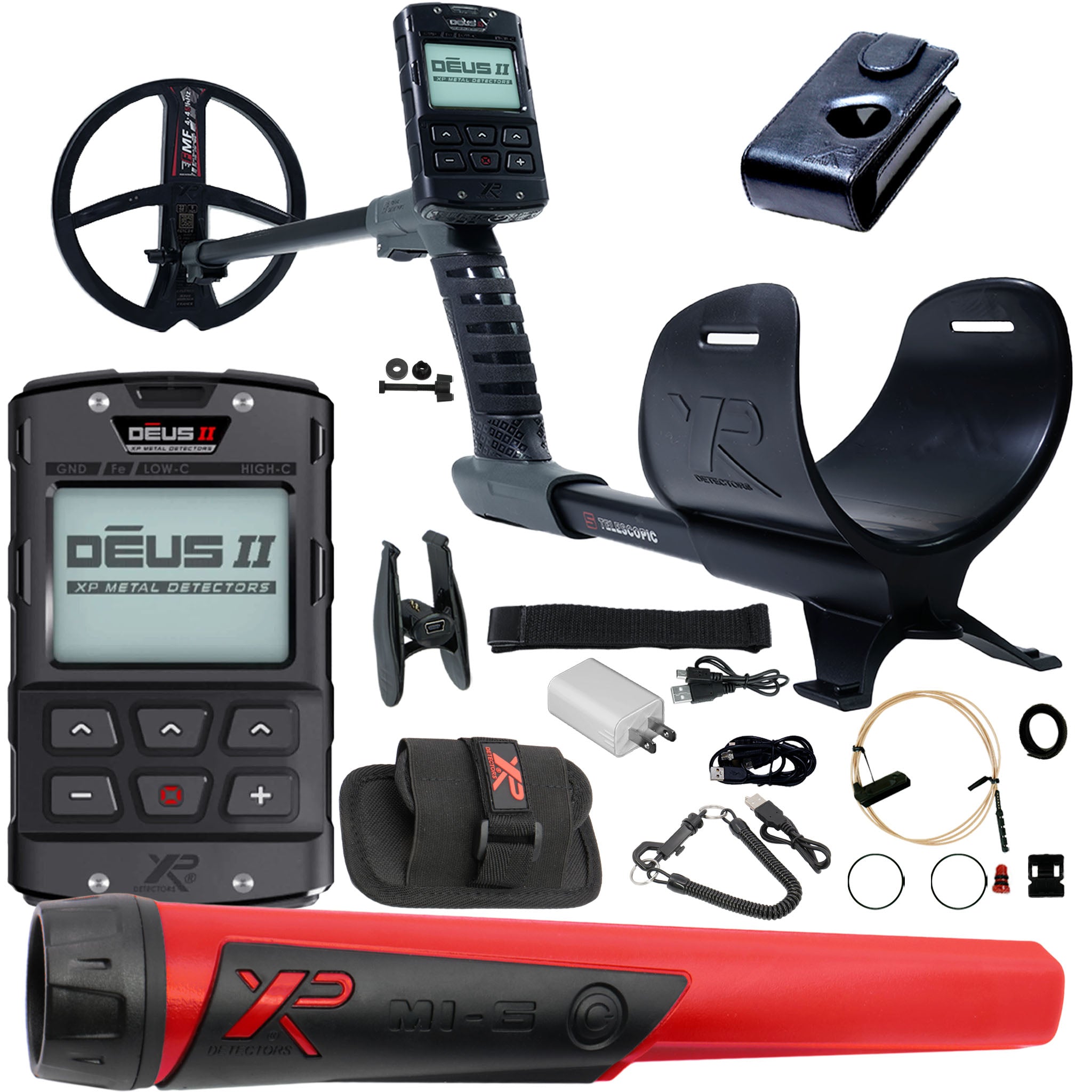 XP DEUS II Fast Multi Frequency RC Metal Detector with 9" FMF Search Coil Pro Package