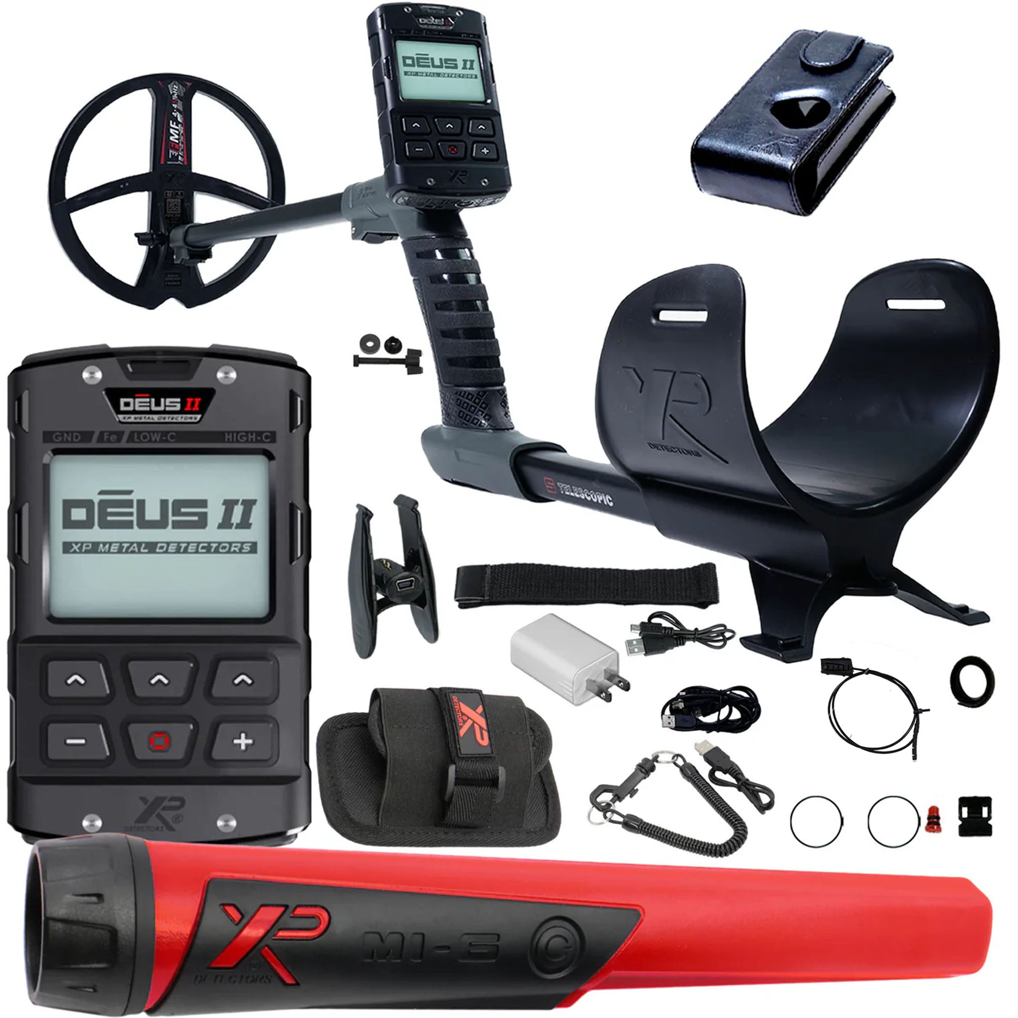 XP DEUS II Fast Multi Frequency RC Metal Detector with 9" FMF Search Coil Pro Package