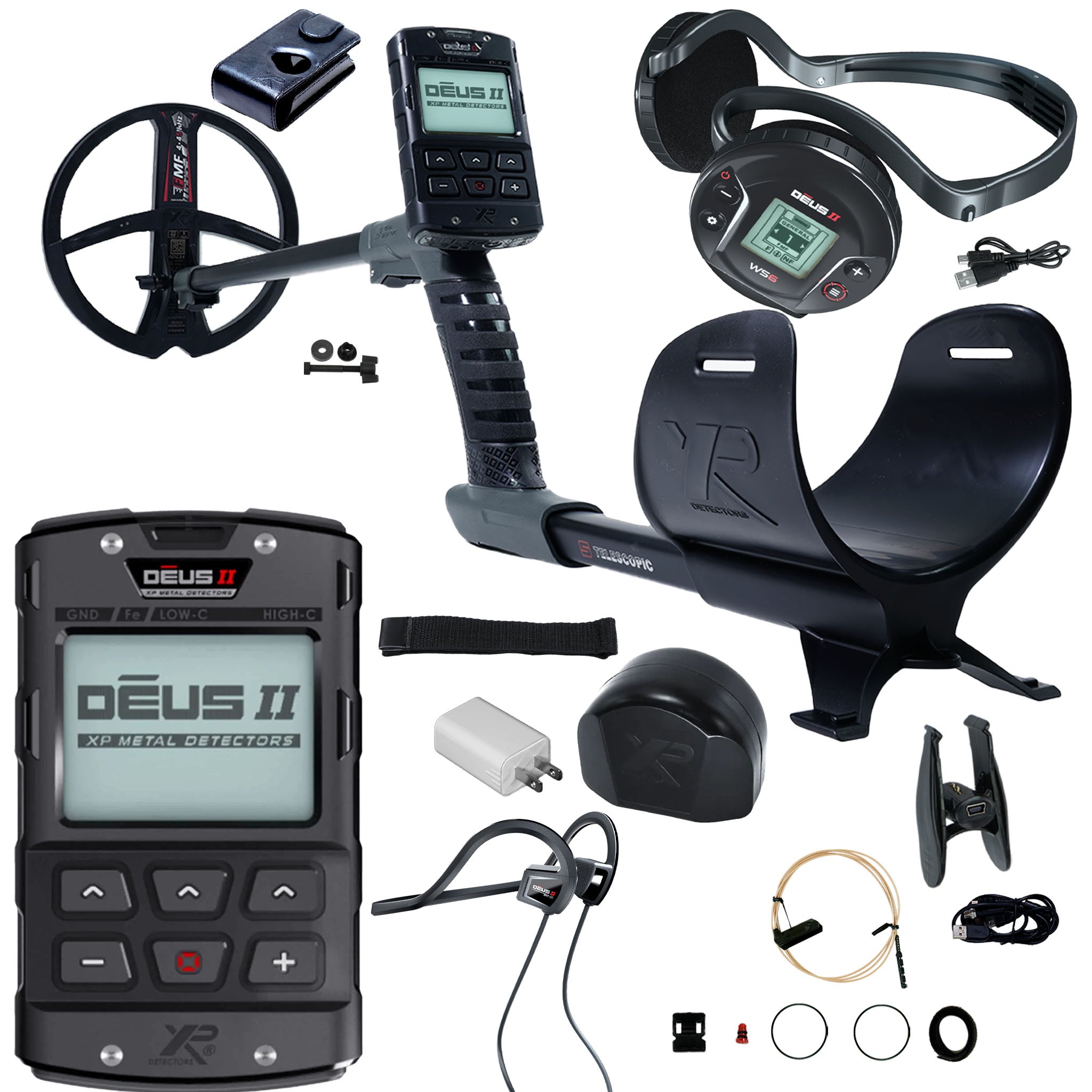 XP DEUS II Fast Multi Frequency RC + WS6 Metal Detector with 9" FMF Search Coil Dive Package