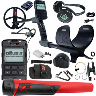 XP DEUS II Fast Multi Frequency RC + WS6 Metal Detector with 9" FMF Search Coil Dive Package + Pinpointer