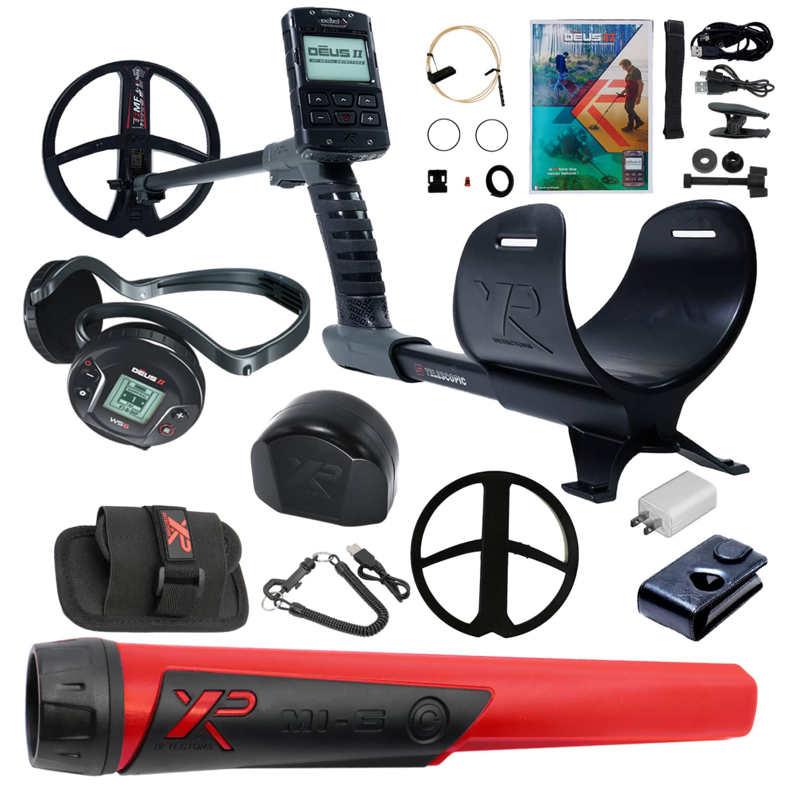 XP DEUS II Fast Multi Frequency RC + WS6 Metal Detector with 9" FMF Search Coil Pro Package