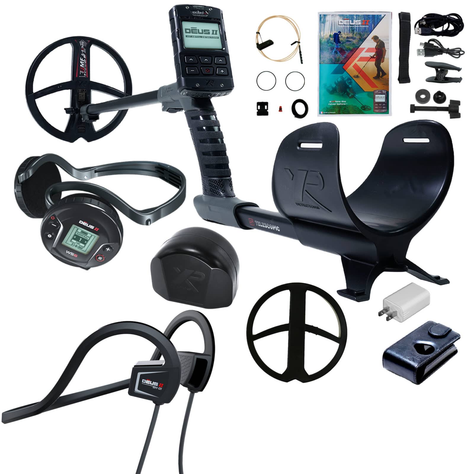 XP DEUS II Fast Multi Frequency RC + WS6 Metal Detector with 9" FMF Search Coil Dive Package