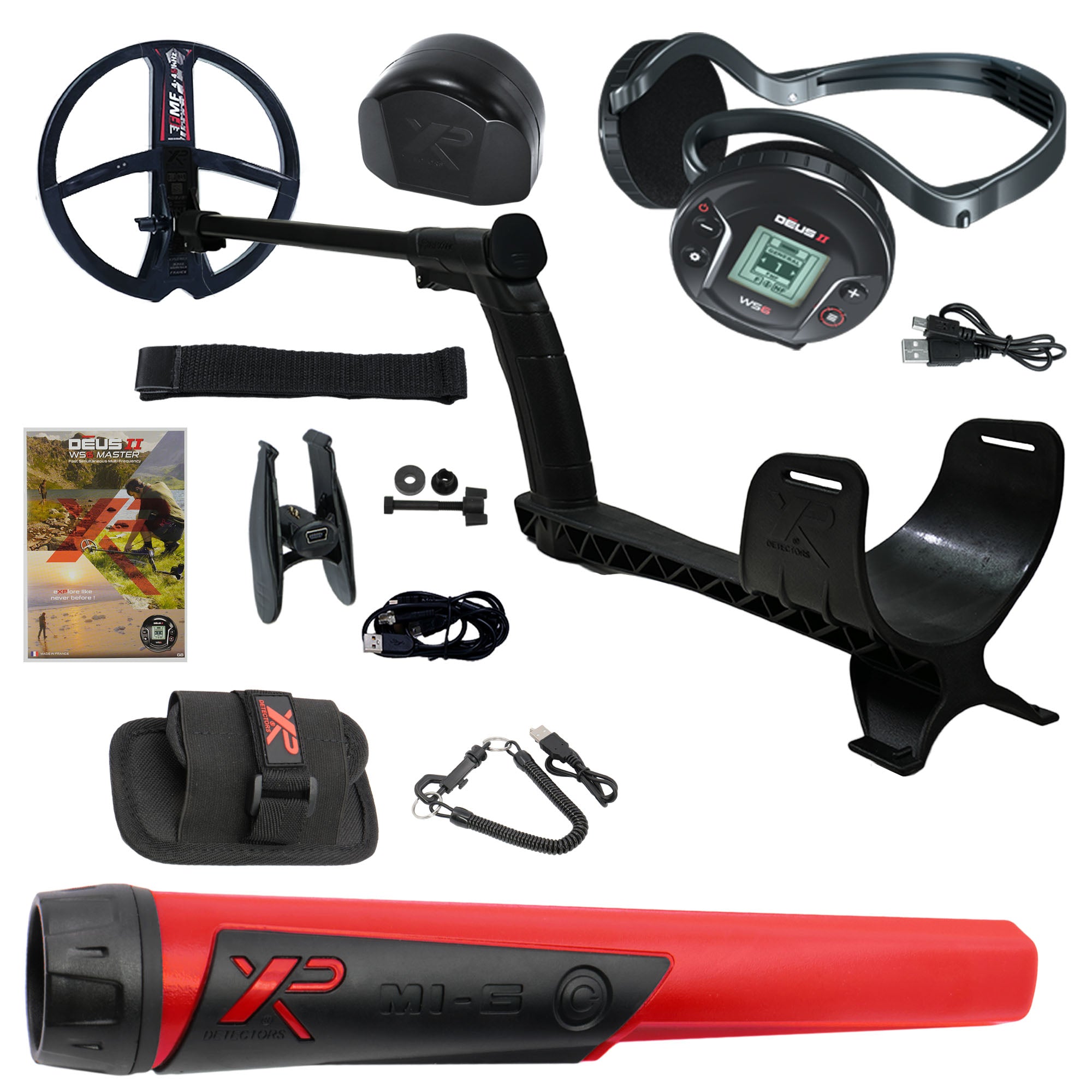 XP DEUS II WS6 Master Fast Multi Frequency Metal Detector with 9" FMF Search Coil - Pro Package