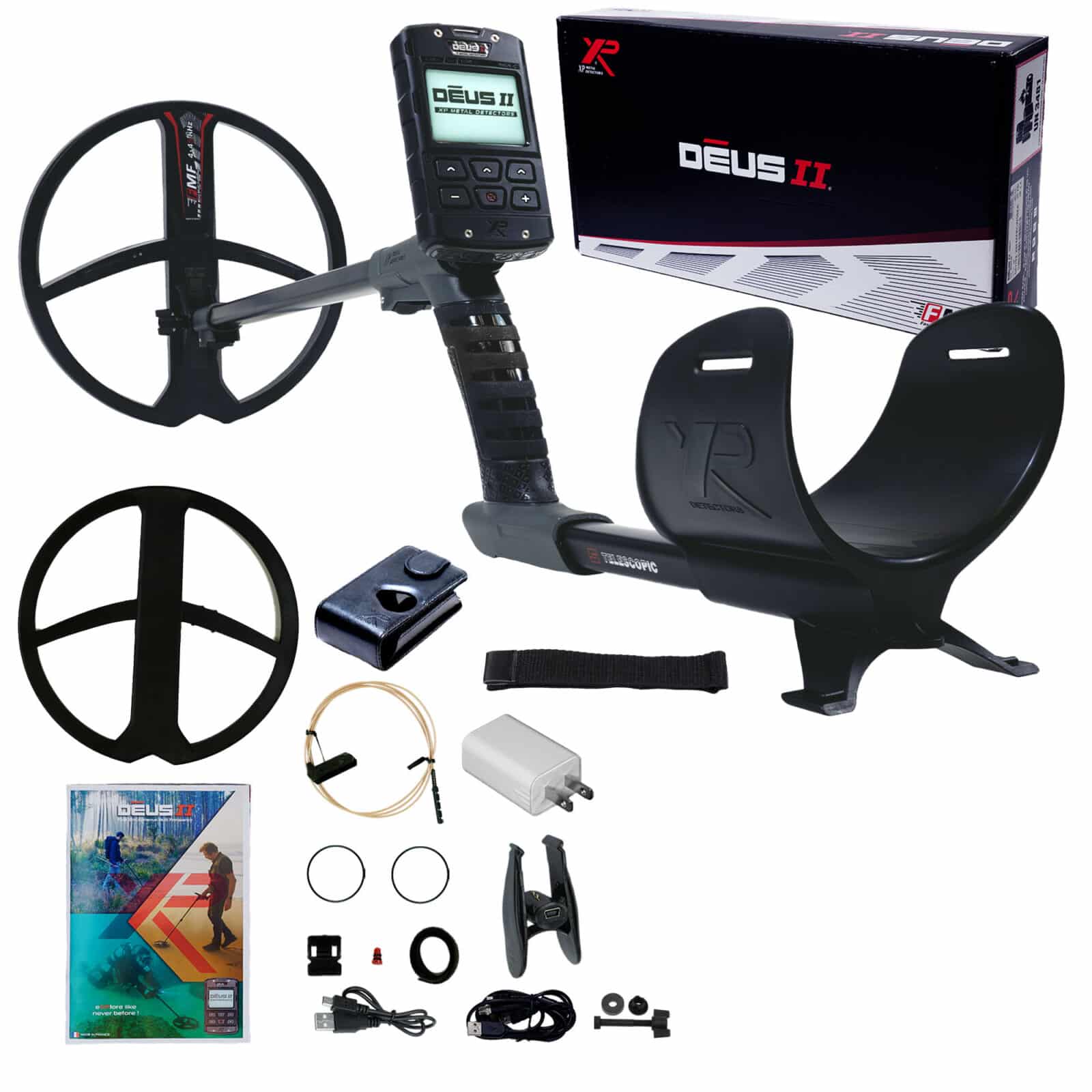 XP DEUS II Fast Multi Frequency RC Metal Detector with 11" FMF Search Coil, MI-6 Pinpointer, AND WSA II Headphones