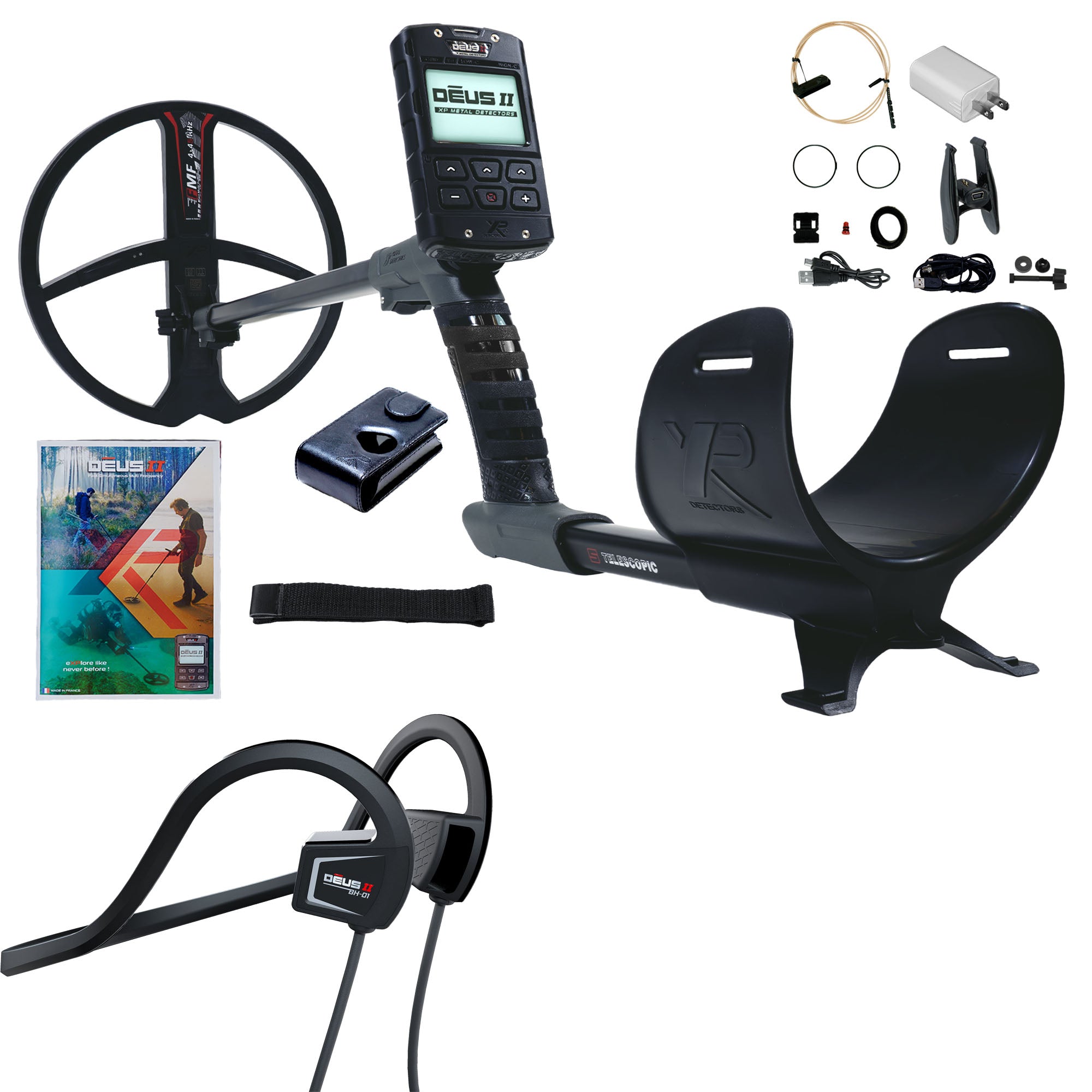 XP DEUS II Fast Multi Frequency RC Metal Detector with 11" FMF Search Coil AND Dive Package