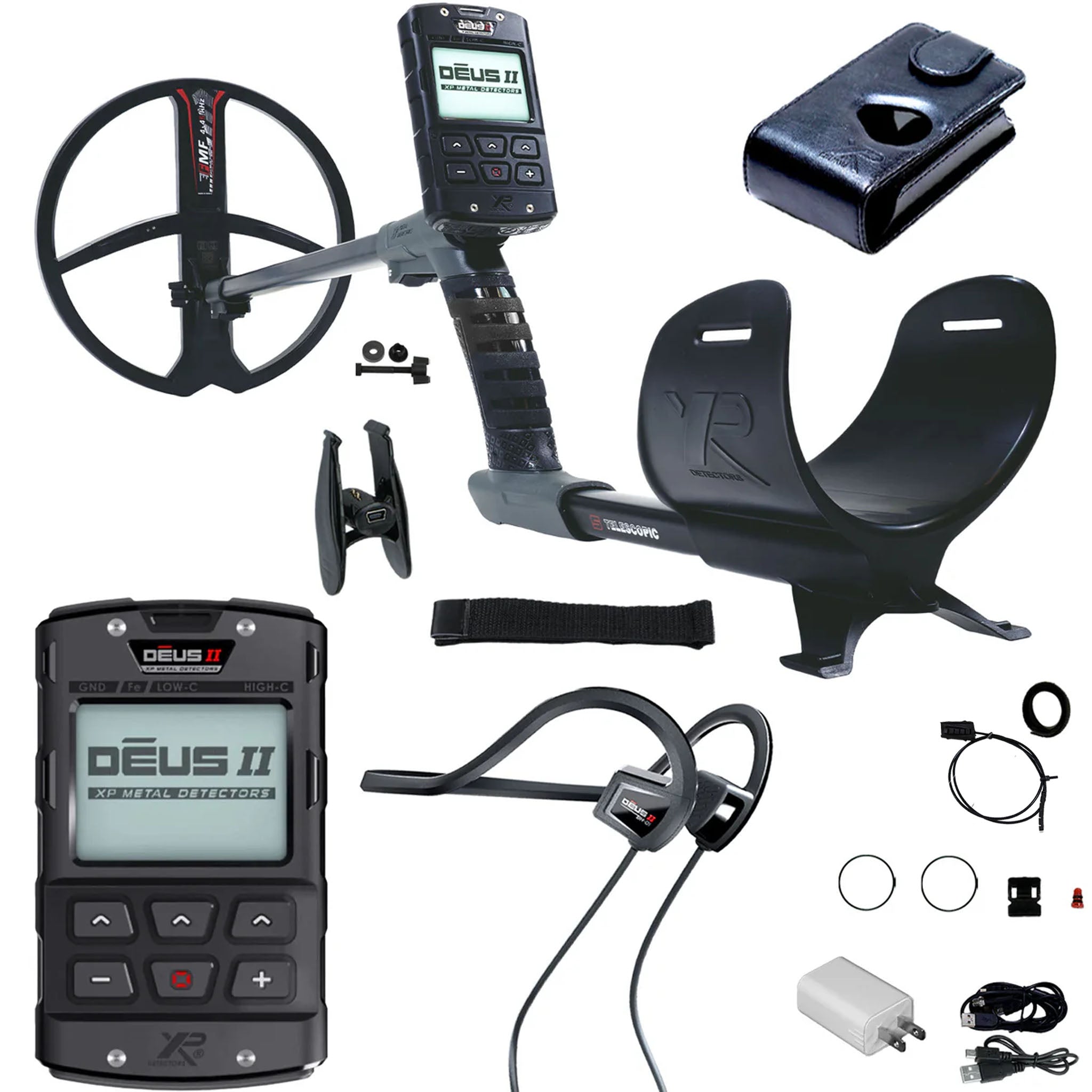 XP DEUS II Fast Multi Frequency RC Metal Detector with 11" FMF Search Coil AND Dive Package