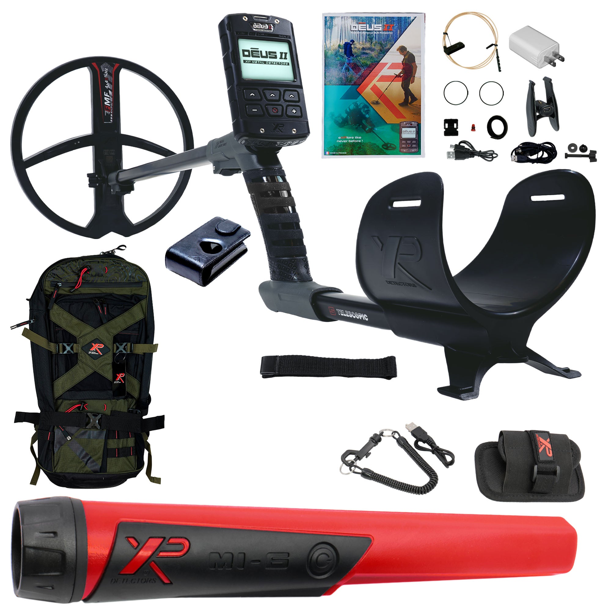 XP DEUS II Fast Multi Frequency RC Metal Detector with 11" FMF Search Coil - Complete Package