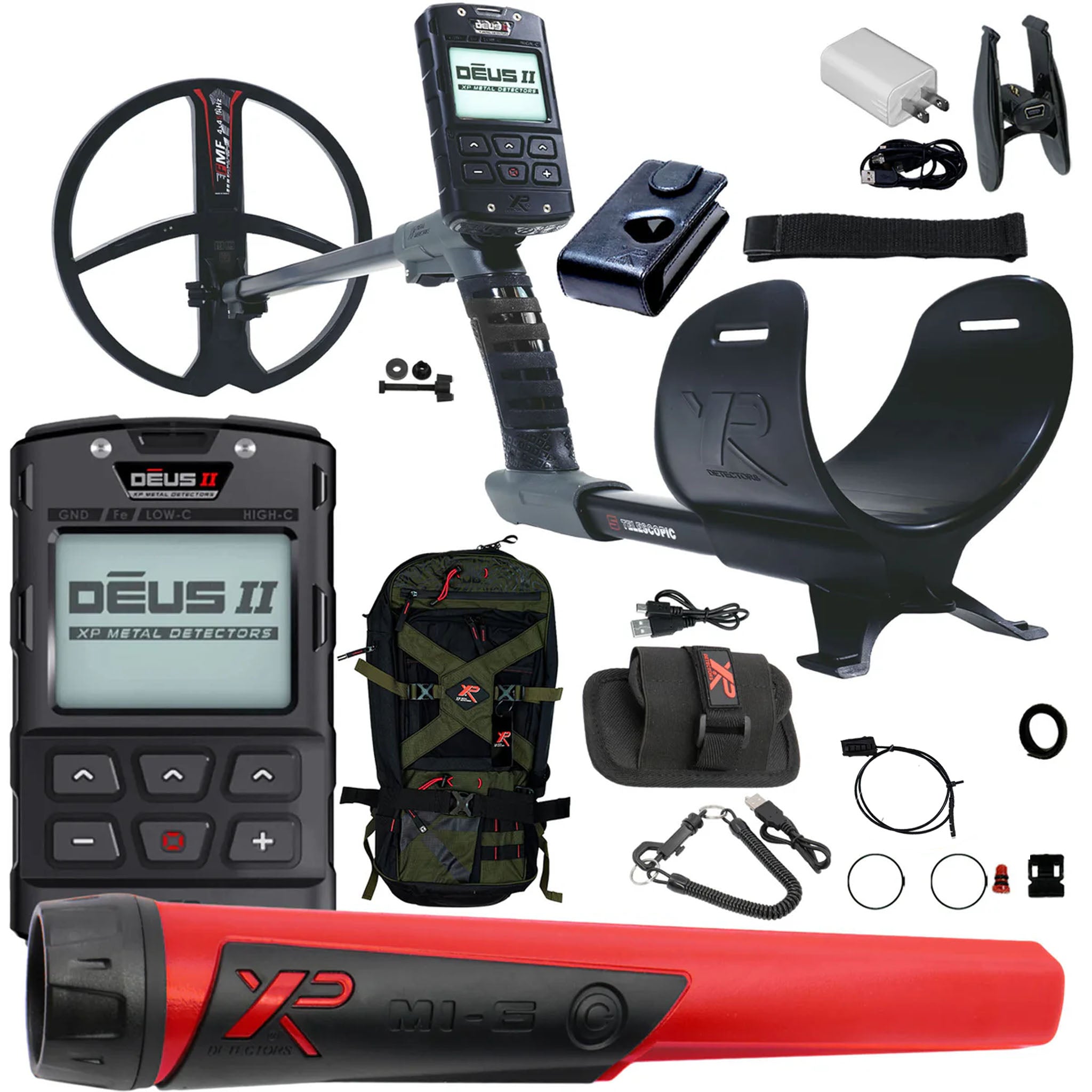 XP DEUS II Fast Multi Frequency RC Metal Detector with 11" FMF Search Coil - Complete Package