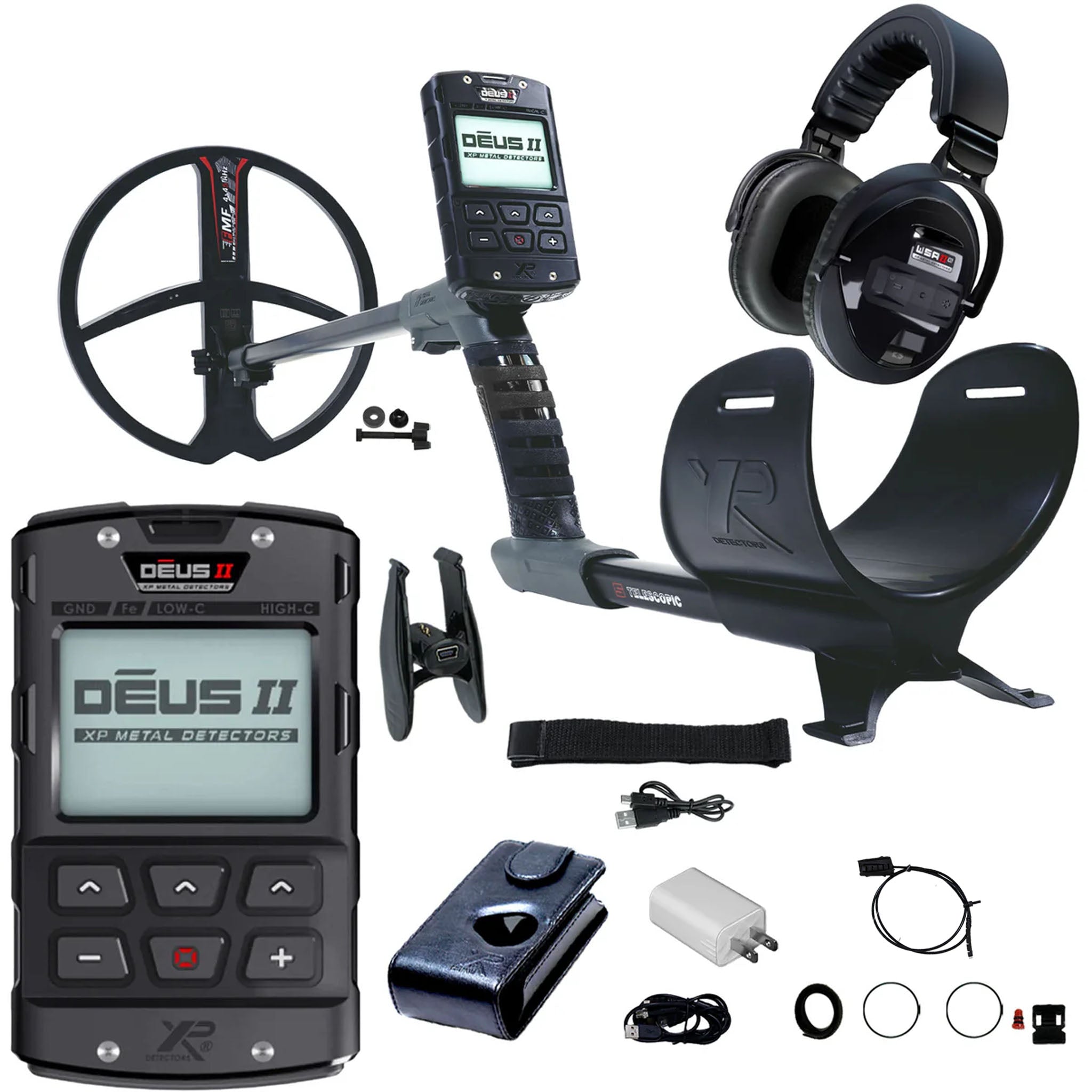 XP DEUS II Fast Multi Frequency RC Metal Detector with 11" FMF Search Coil AND WSAII-XL Headphones