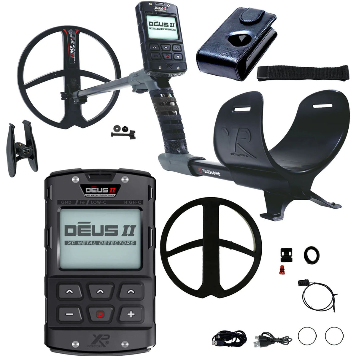 XP Deus II wireless multi-frequency metal detector with 11-inch coil and remote control