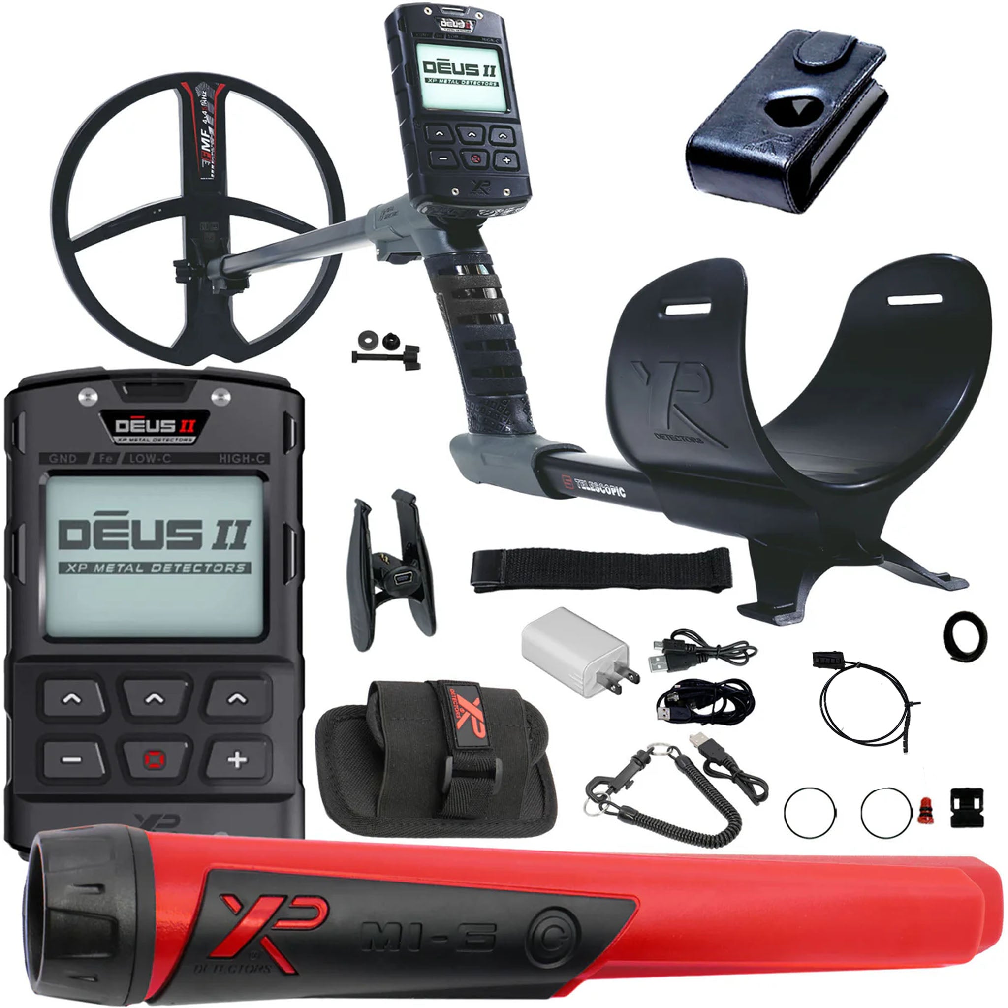 XP Deus II RC - 11" FMF Coil with MI-6 Pinpointer - Waterproof and multifrequency Metal Detector with XP Deus II Remote Control & S-Telescopic Stem