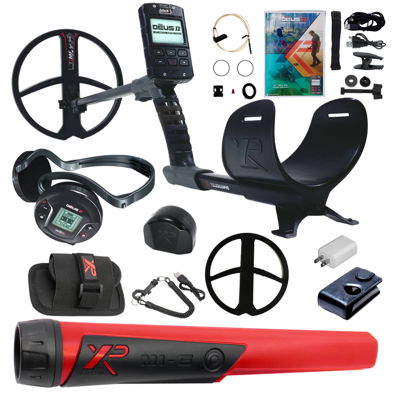 XP DEUS II Fast Multi Frequency RC + WS6 Metal Detector with 11" FMF Search Coil Pro Package