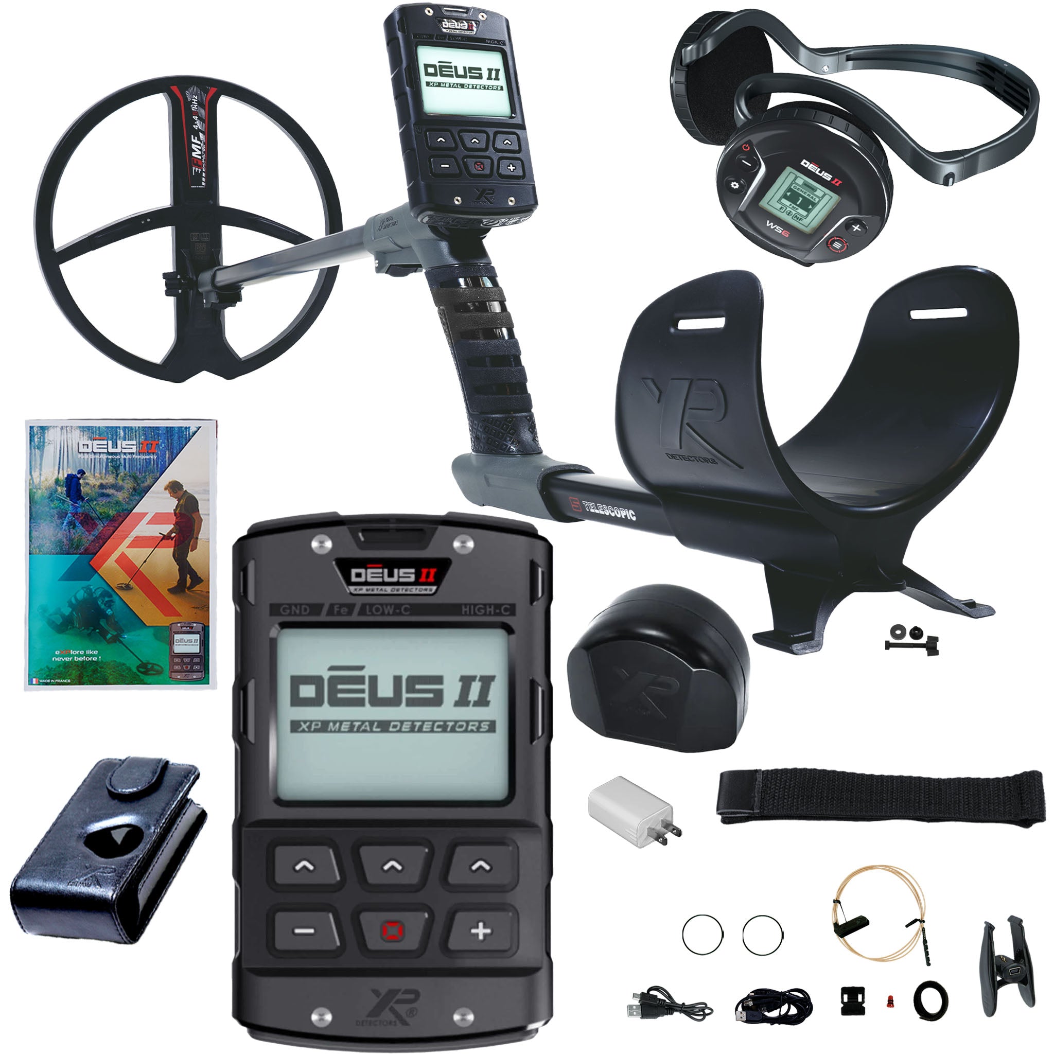 XP DEUS II Fast Multi Frequency RC + WS6 Metal Detector with 11" FMF Search Coil