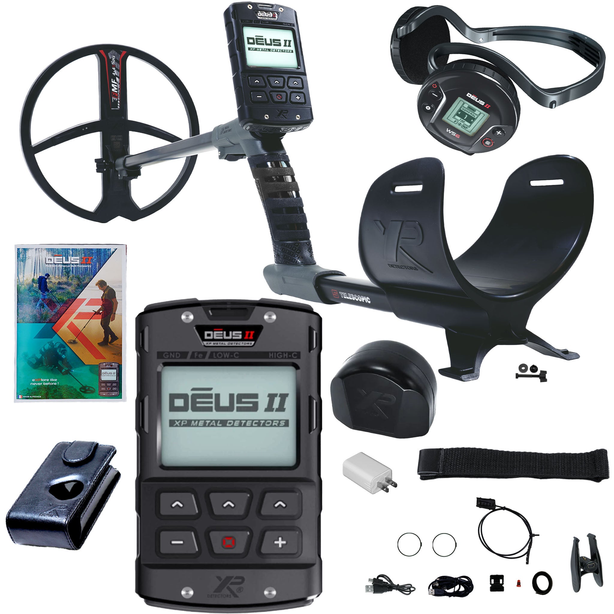 Open Box - XP DEUS II Fast Multi Frequency RC + WS6 Metal Detector with 11" FMF Search Coil