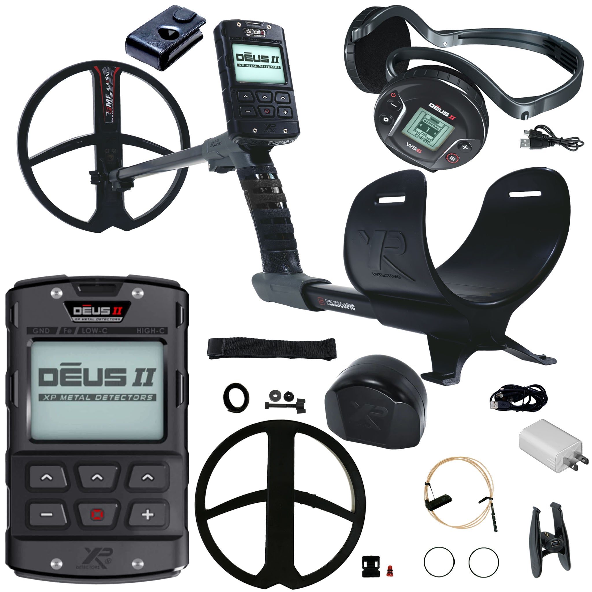 Open Box - XP DEUS II Fast Multi Frequency RC + WS6 Metal Detector with 11" FMF Search Coil