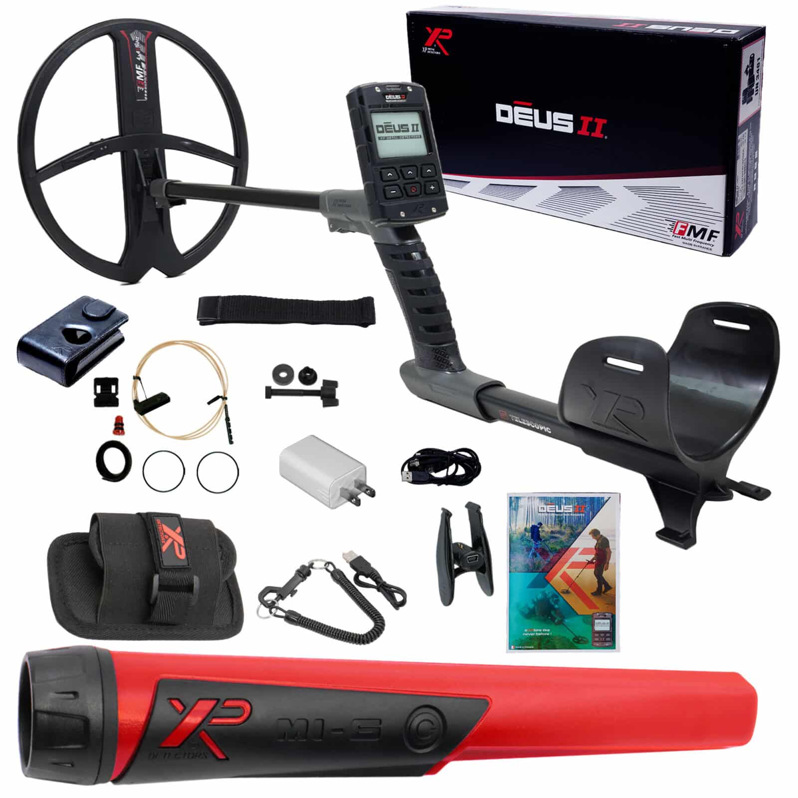 XP DEUS II Fast Multi Frequency RC Metal Detector with 13x11" FMF Search Coil Pro Package