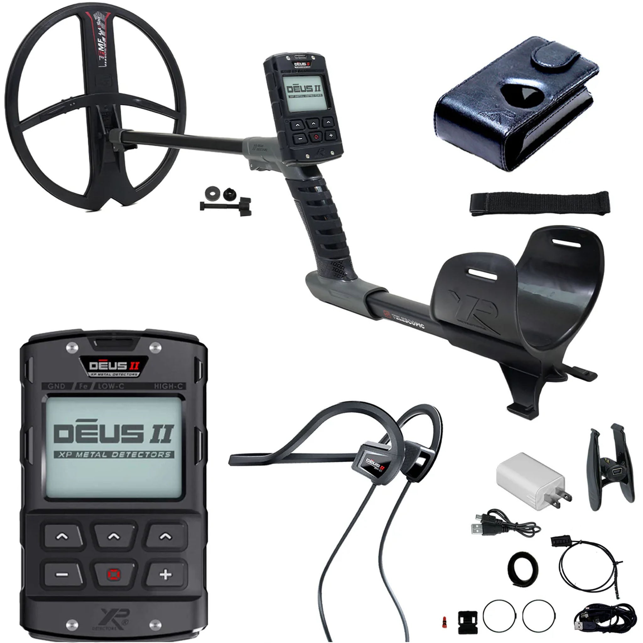 XP DEUS II Fast Multi Frequency RC Metal Detector with 13x11" FMF Search Coil Dive Package