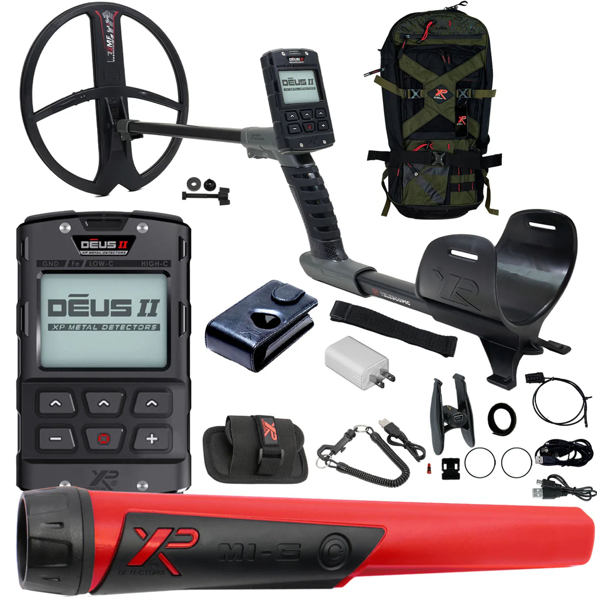 XP DEUS II Fast Multi Frequency RC Metal Detector with 13x11" FMF Search Coil - Complete Package