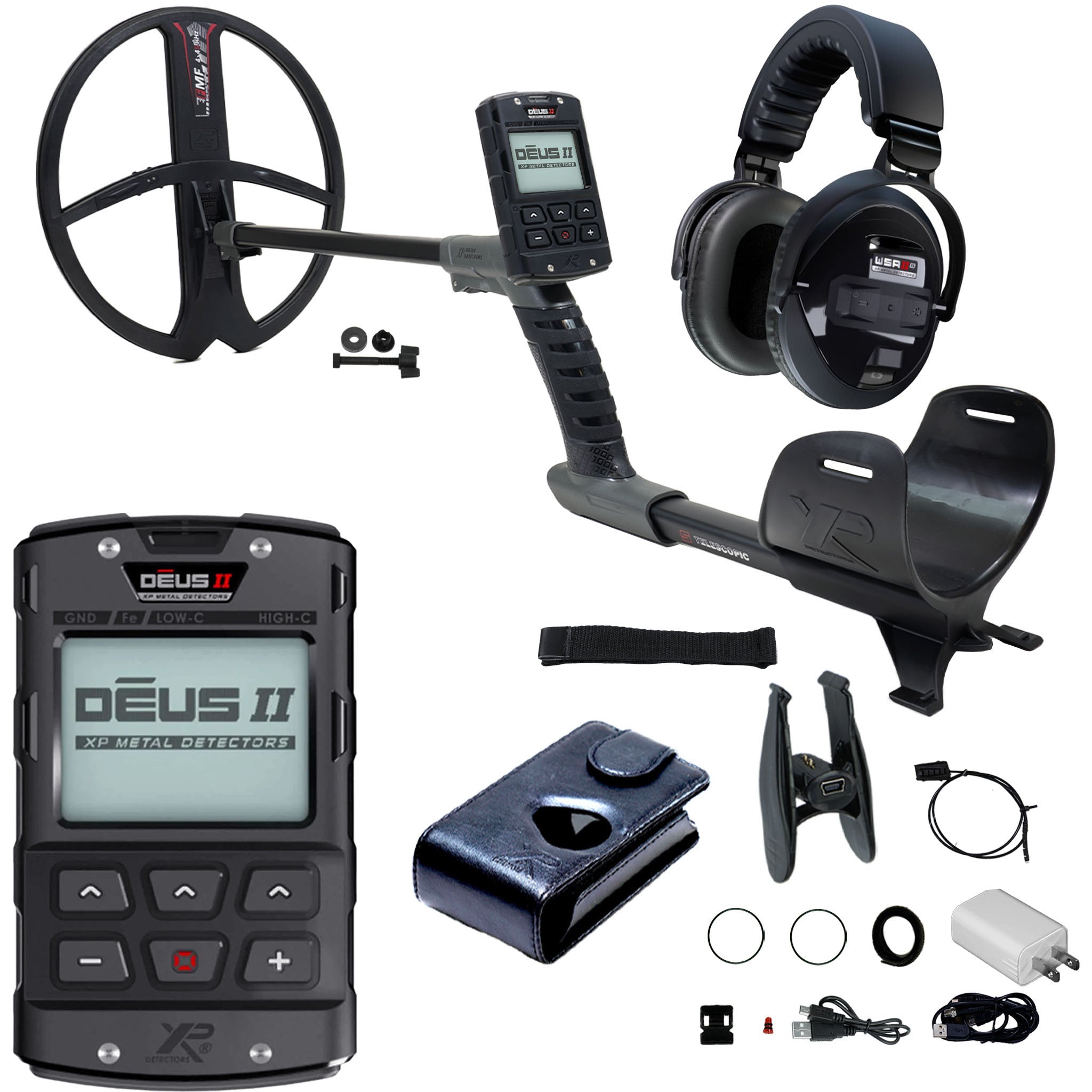 XP DEUS II Fast Multi Frequency RC Metal Detector w/ 13x11" FMF Search Coil AND WSA II-XL Headphones