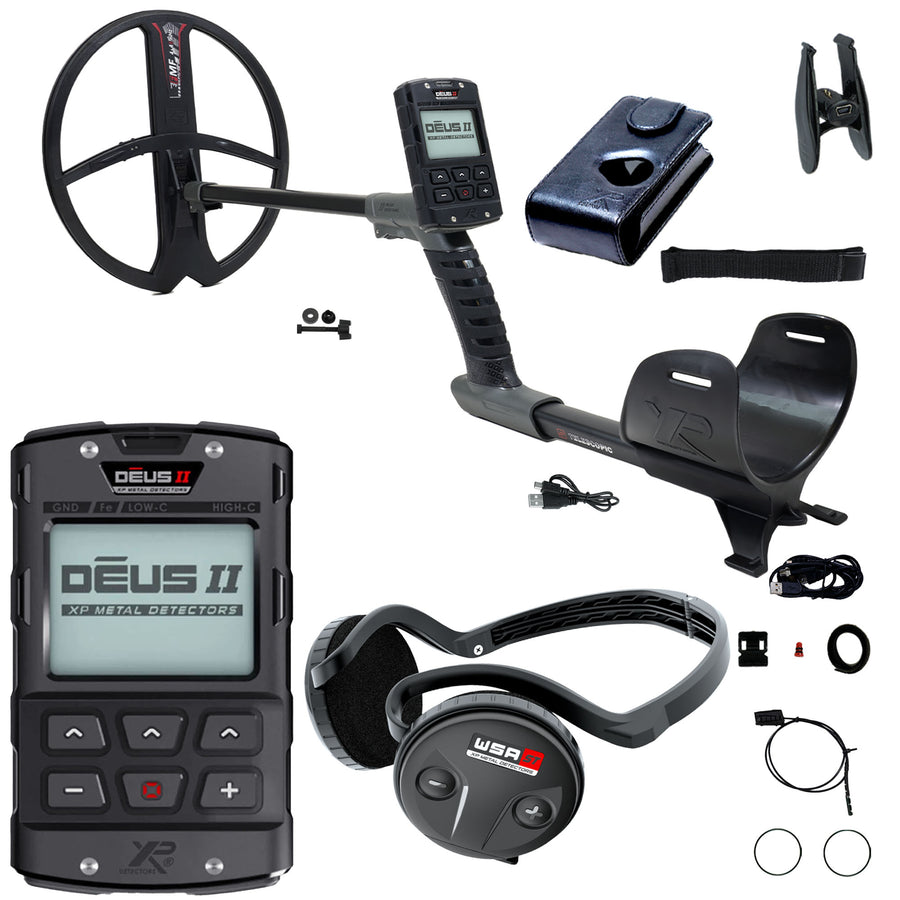 XP DEUS II Fast Multi Frequency RC + WSA ST Metal Detector with 13x11" FMF Search Coil