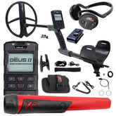 XP DEUS II metal detector with WSA-ST, MI-6 pinpointer, and accessories