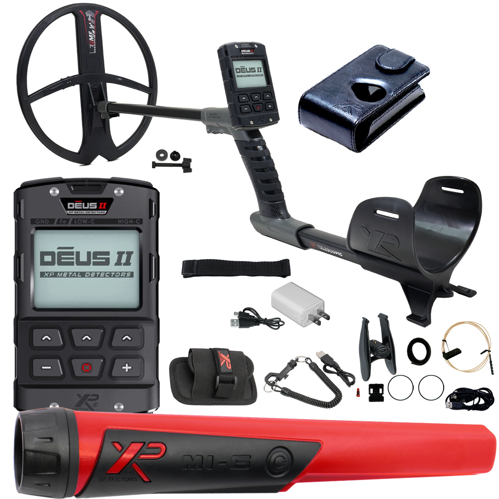 XP DEUS II Fast Multi Frequency RC Metal Detector with 13x11" FMF Search Coil Pro Package