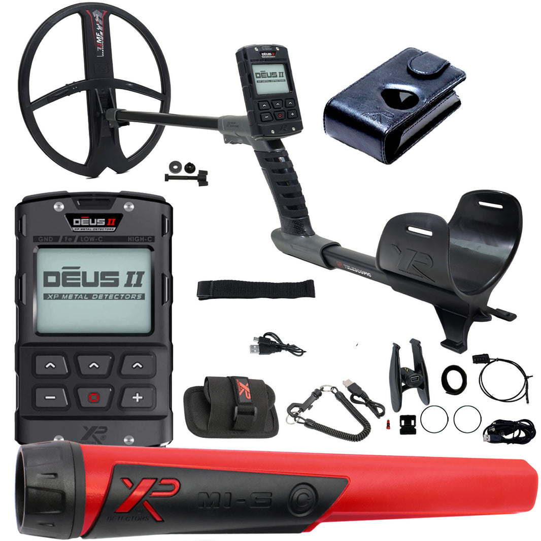 XP Deus II RC - 13x11 FMF Coil with MI-6 Pinpointer - Waterproof and multifrequency Metal Detector with XP Deus II Remote Control & S-Telescopic Stem
