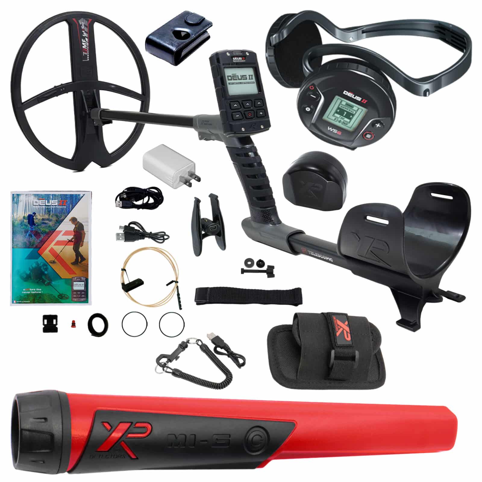 XP DEUS II Fast Multi Frequency RC + WS6 Metal Detector with 13x11" FMF Search Coil Pro Package