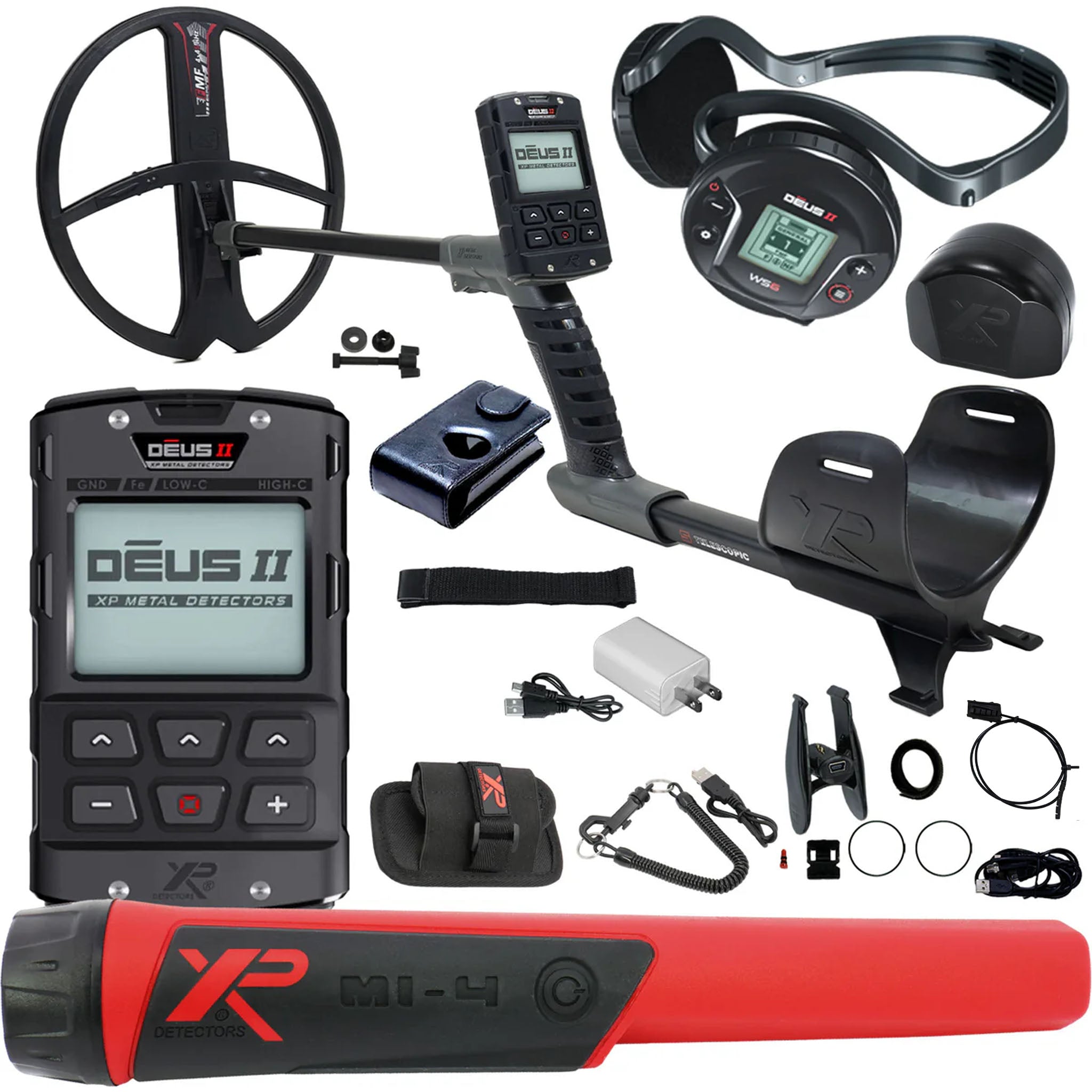 XP DEUS II Fast Multi Frequency RC + WS6 Metal Detector with 13x11" FMF Search Coil Starter Package