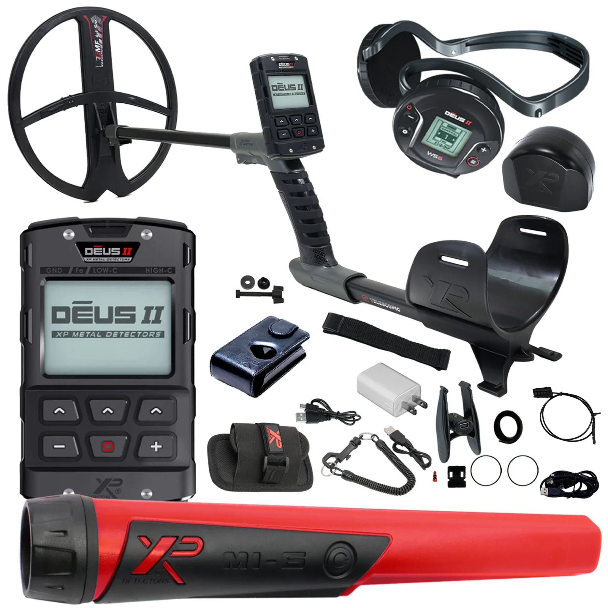 XP DEUS II Fast Multi Frequency RC + WS6 Metal Detector with 13x11" FMF Search Coil Pro Package