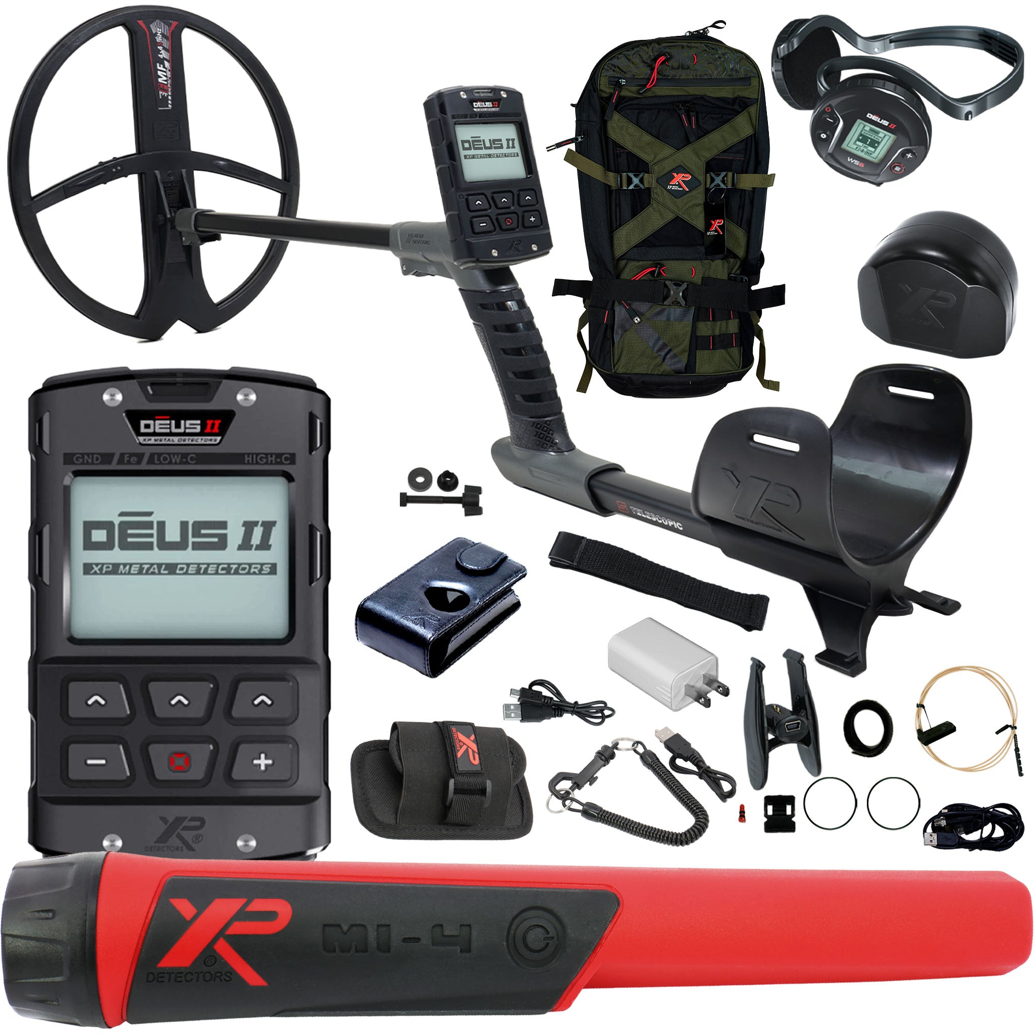 XP DEUS II Fast Multi Frequency RC + WS6 Metal Detector with 13x11" FMF Search Coil - Complete Package