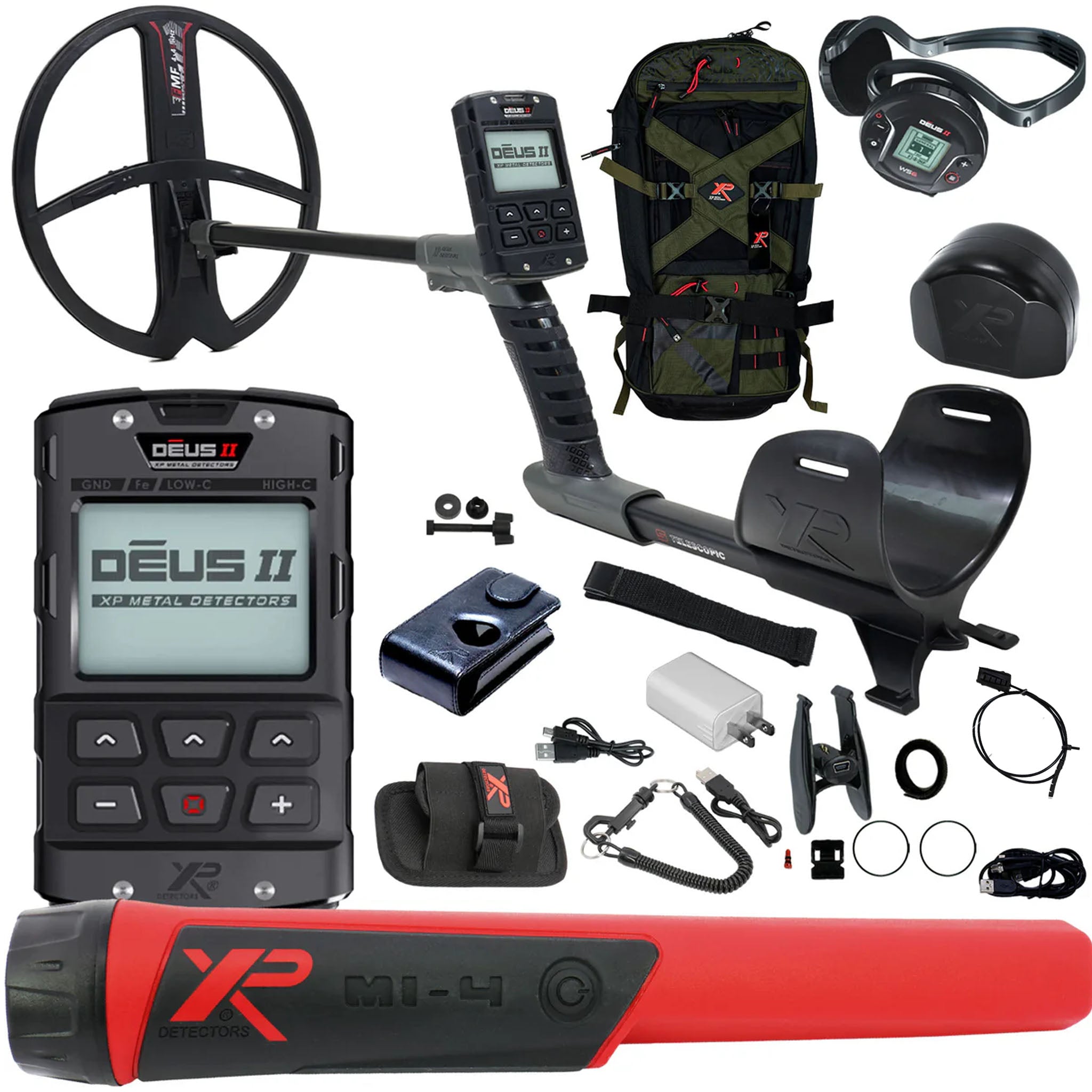 XP DEUS II Fast Multi Frequency RC + WS6 Metal Detector with 13x11" FMF Search Coil - Complete Package