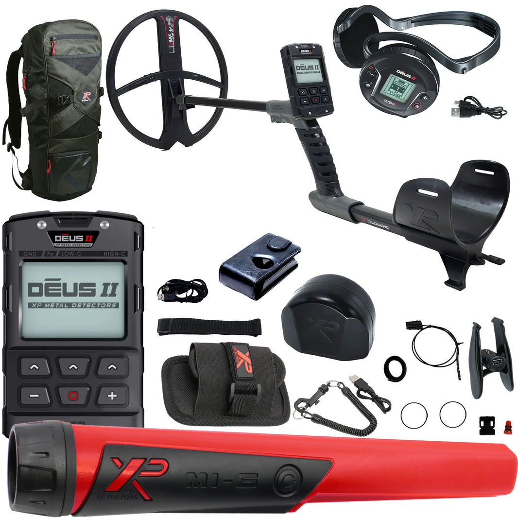 The XP Deus II RC + WS6 Metal Detector with 13x11 FMF Coil, MI-6 Pinpointer and Backpack 240.