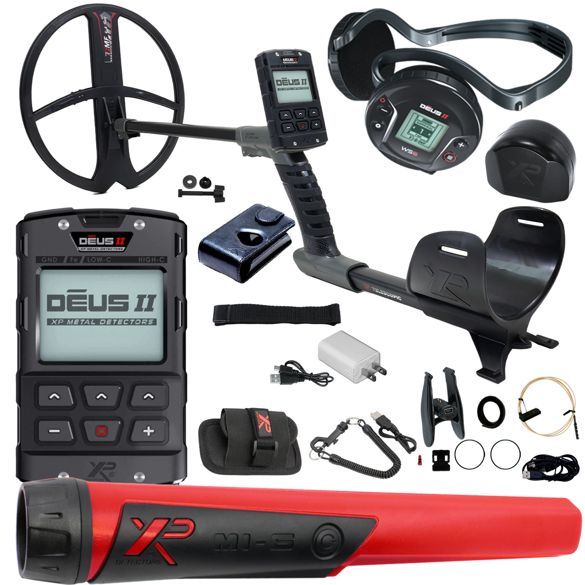 XP DEUS II WS6 Master Fast Multi Frequency Metal Detector  w/ 13 x 11" FMF Search Coil Pro Package