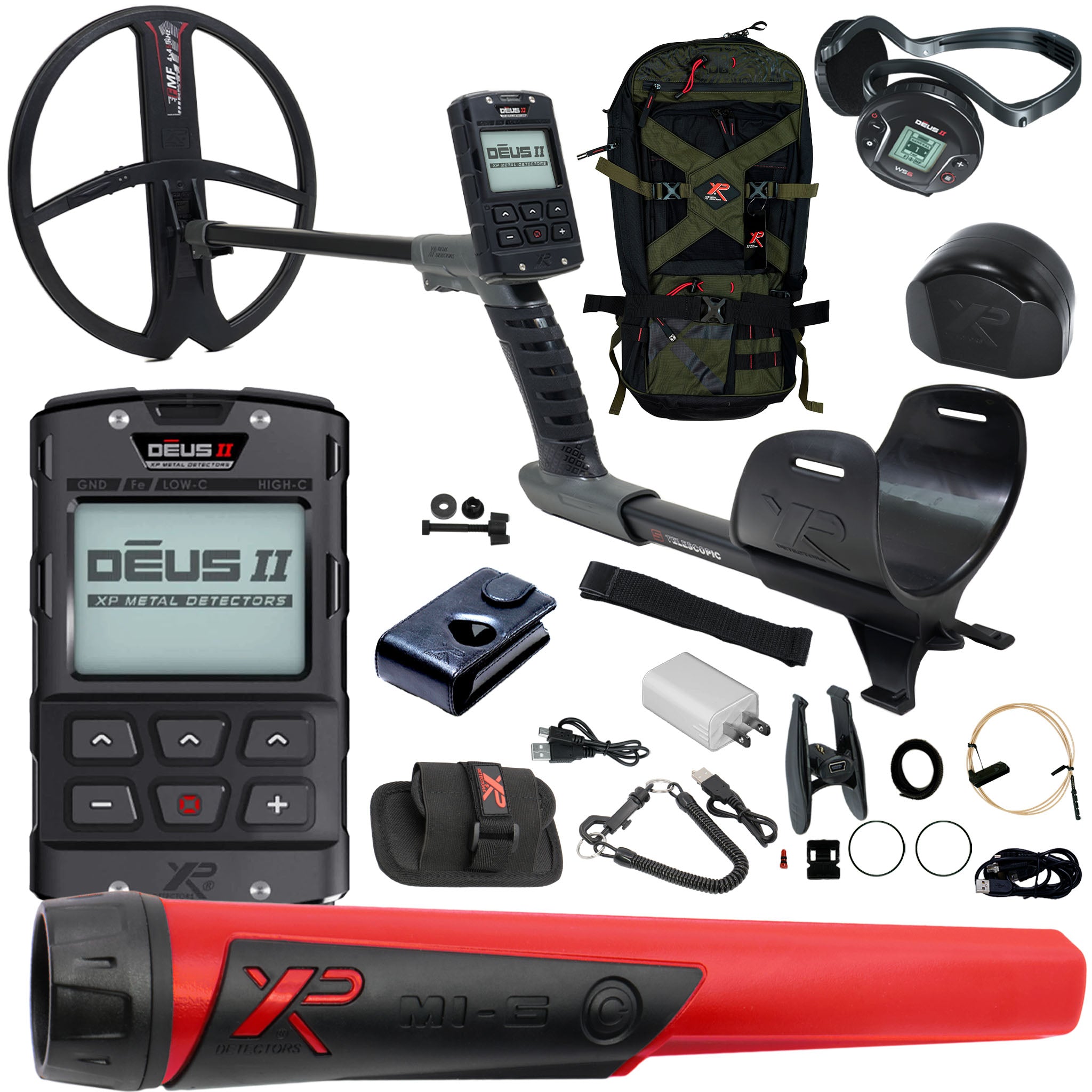 XP DEUS II WS6 Master Fast Multi Frequency Metal Detector  w/ 13 x 11" FMF Search Coil - Complete Package