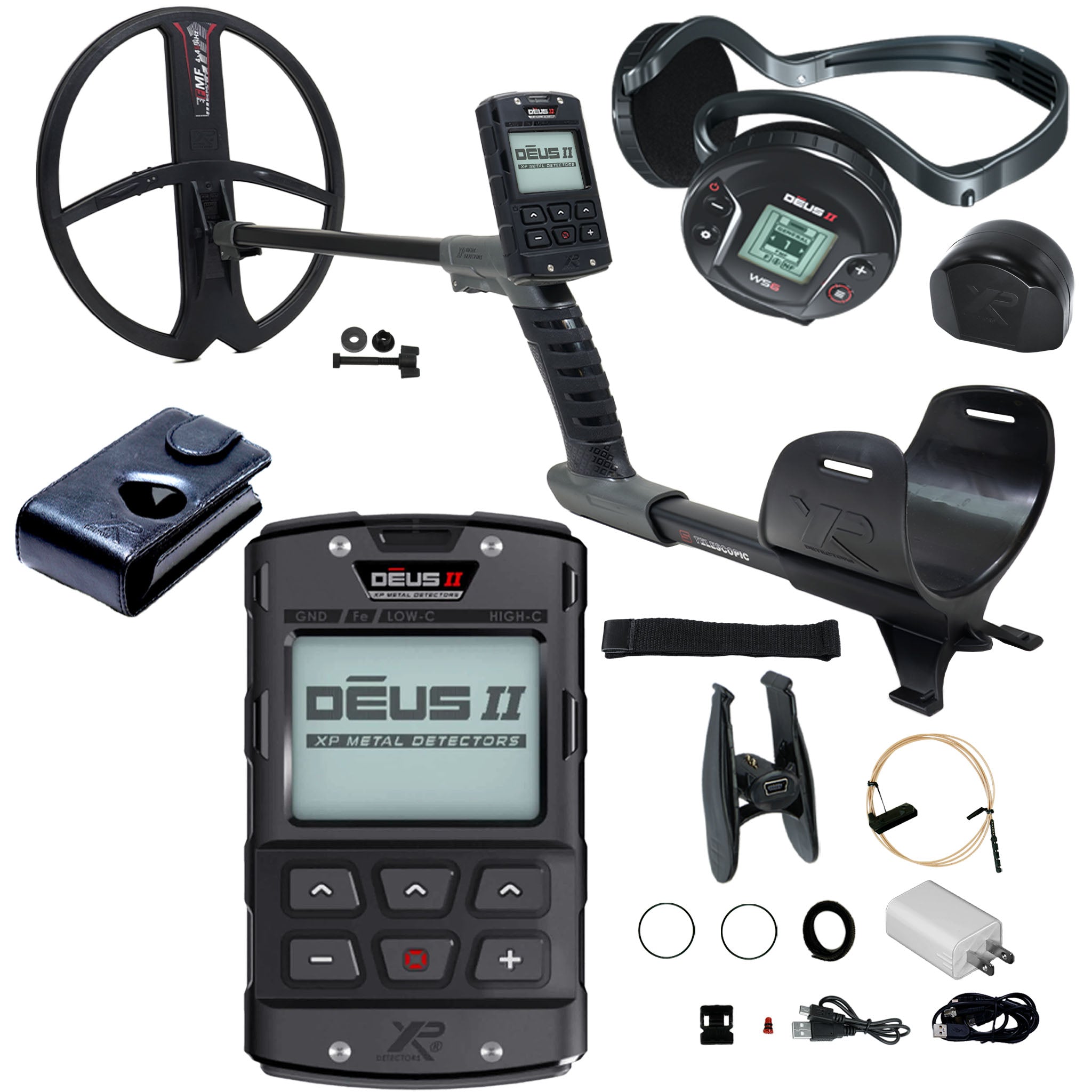 XP DEUS II Fast Multi Frequency RC + WS6 Metal Detector with 13x11" FMF Search Coil