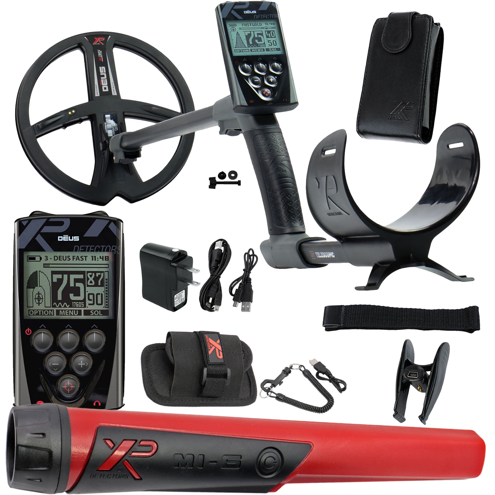 XP Deus Metal Detector with Remote and 9” X35 Search Coil Pro Starter Bundle MI-6 Pinpointer