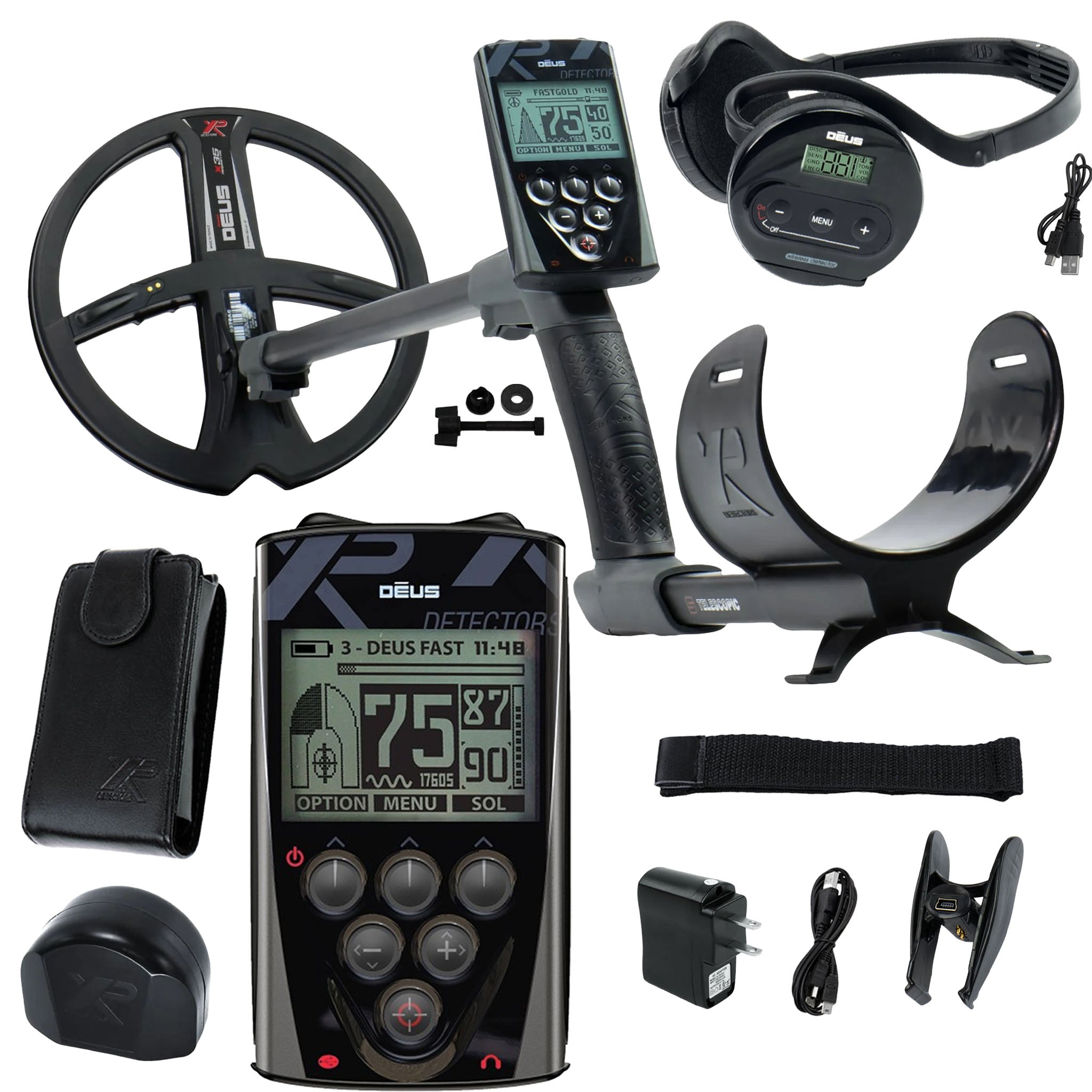 XP Deus Detector with Backphone Headphones, Remote, 9” X35 Search Coil